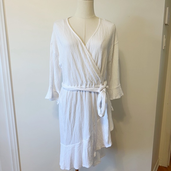NWT - Gap womens white gauze wrap dress size medium 3/4 sleeves - Picture 2 of 8